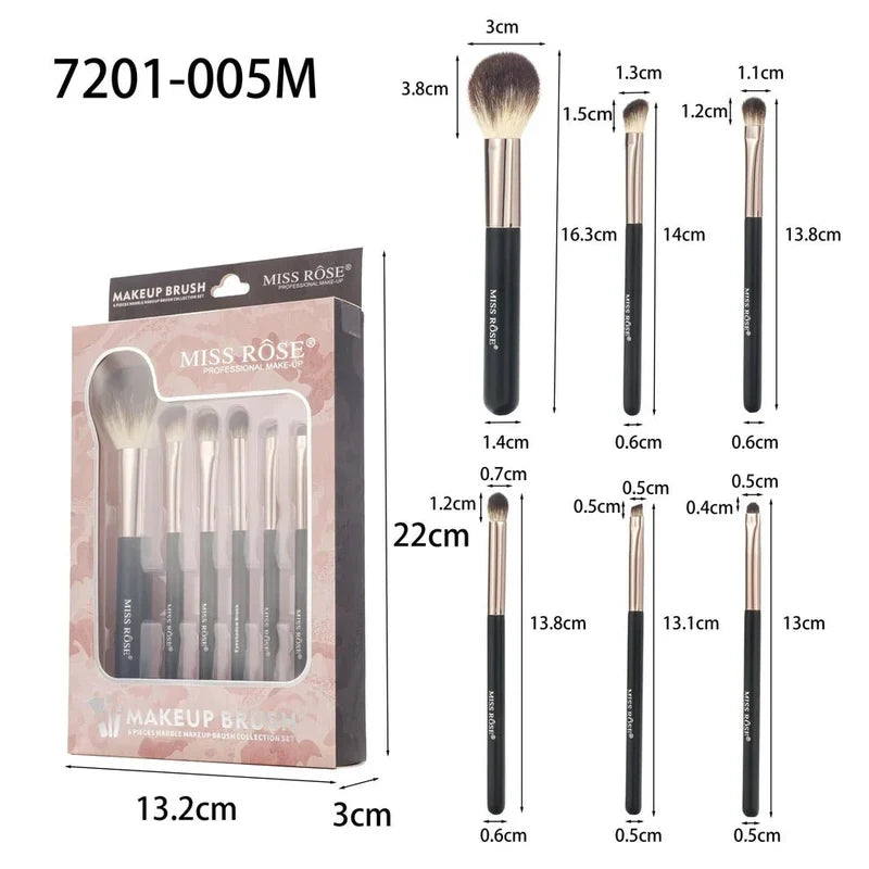 Miss Rose Professional 6 Marble Makeup Brush Set