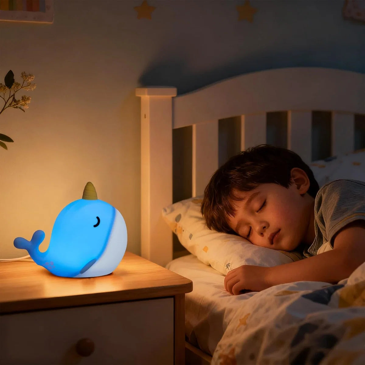 مصباح ليلي حوت نرويلي من السيليكون | Narwhal Silicone Night Light